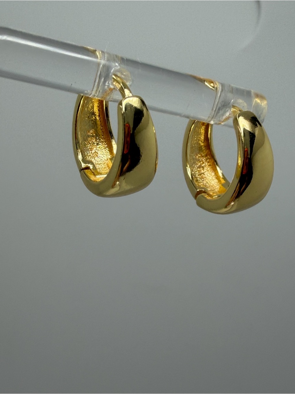 925 Sterling Silver in Yellow gold plated Huggies hoops Earrings